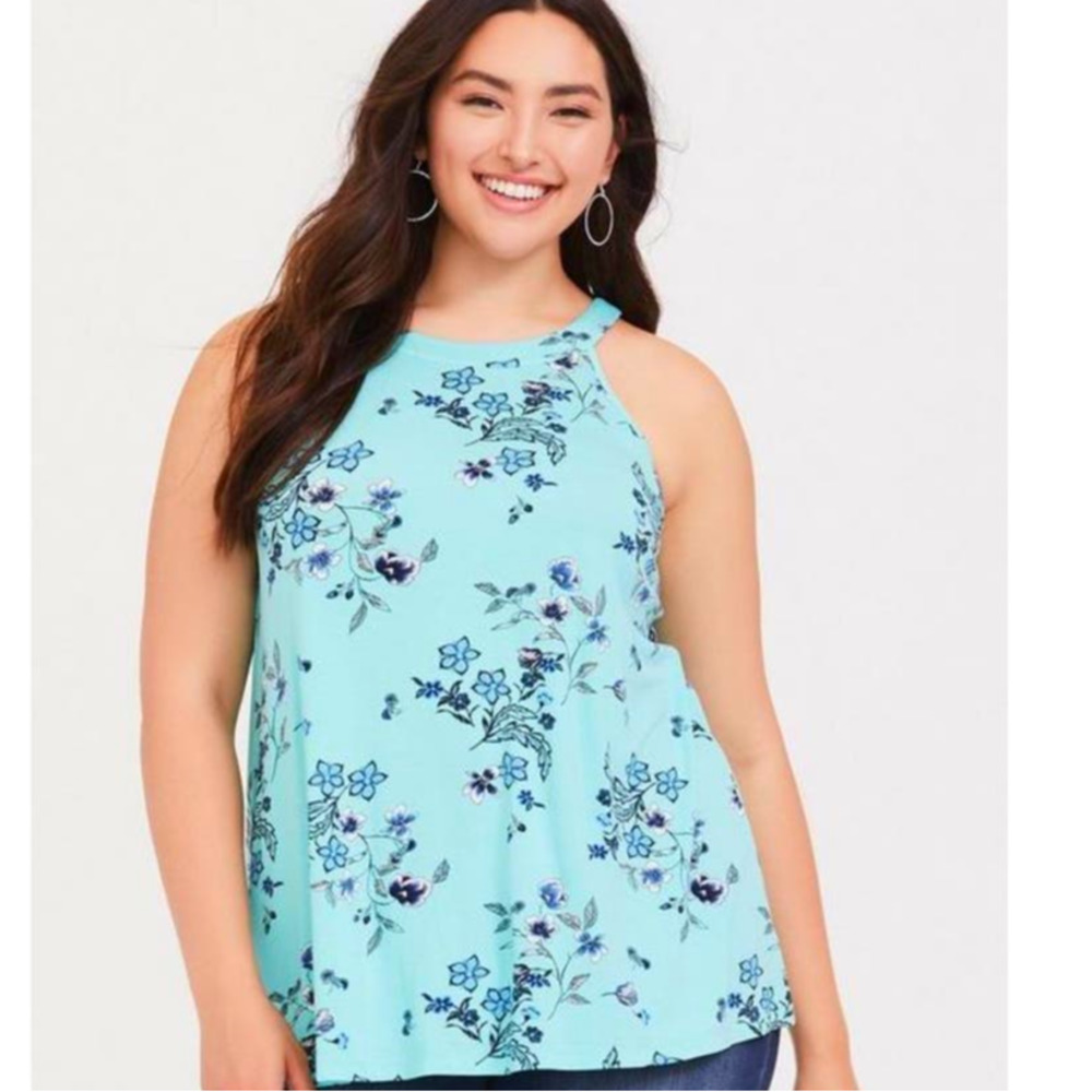 Torrid Blue Floral Tank Top
